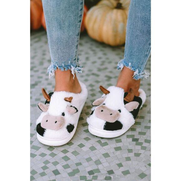 Azura Exchange  Cartoon Animal Cow Plush Slippers - Picture 8 of 8